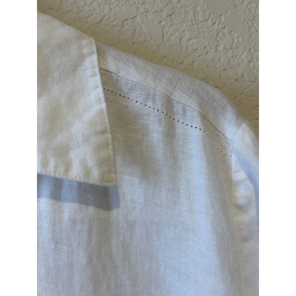 Womens 100% Linen Button Up Top Size 18 (XL) White Coastal Boho Beach Minimalist - Picture 4 of 8